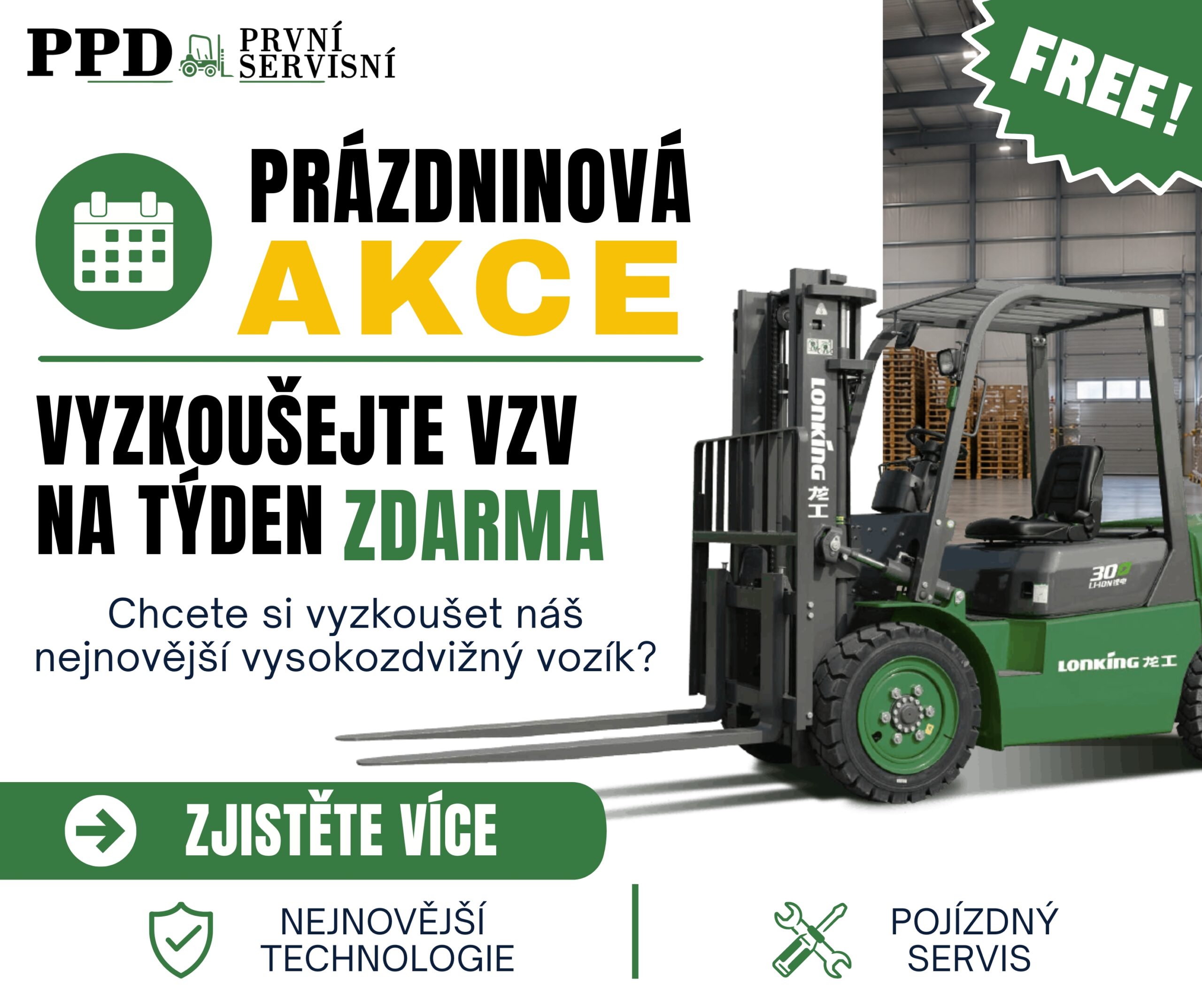 Prázdniny vysokozdvižný vozík